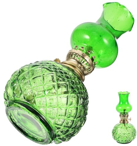 GRIRIW Retro Öllampe aus Glas als Dekorative Petroleumlampe für Haushalt und Outdoor mit Grünem Design und Vintage Stil als Stilvolles Wohnaccessoire