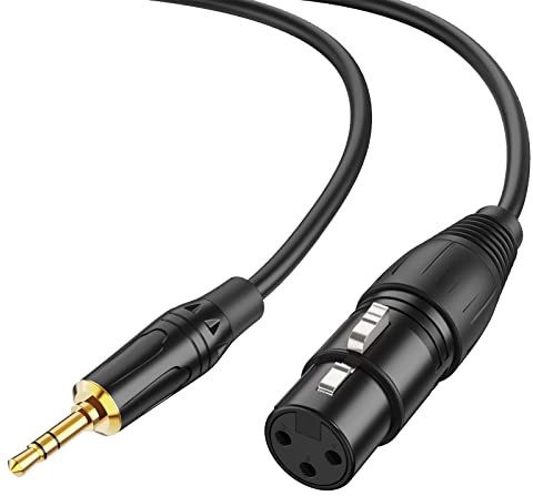 CableCreation 1/8 inch 3.5mm to XLR Cable,Balanced XL R Female to 3.5mm Male Jack Stereo Microphone, 3Pin X LR to TRS Mic Cord, Aux to XLR Compatible for iPod,Laptop,Recorder,Amplifier,Speaker,6FT