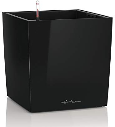 Lechuza – Pot de Fleurs d'Interieur – Premium Cube – Réserve d'Eau Intégrée – Coloris Noir – 50 x 50 x 50 cm