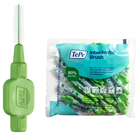 TEPE Interdentalbürste Original, weiche Zahnbürste zur Zahnreinigung, 25 Stück, 0,8 mm, große Lücken, Grün, Größe 5