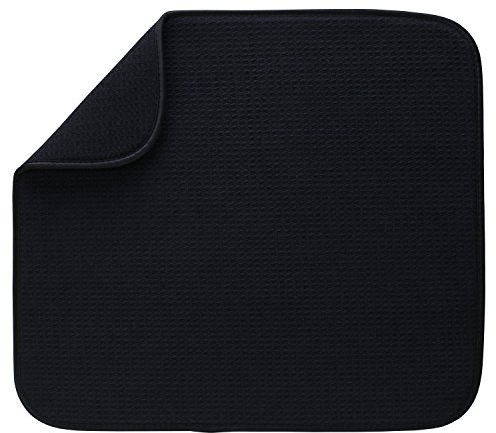 S&T INC. 407001 Saugstarke, wendbare Mikrofaser-Abtropfmatte für die Küche, Schwarz