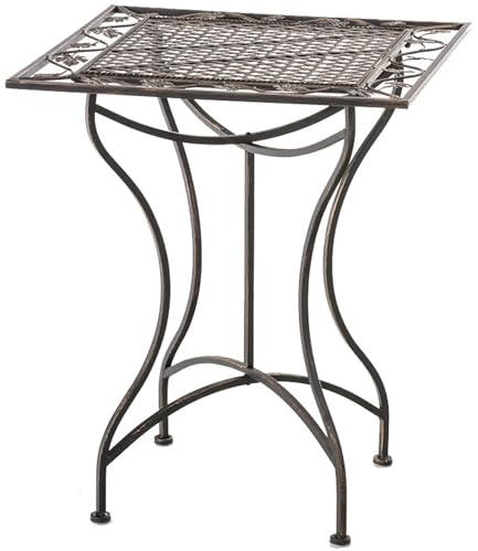 CLP Gartentisch Asina quadratisch 60x60 cm, romantischer Bistrotisch im Jugendstil, Beistelltisch aus Eisen, für Terrasse, Balkon und Garten, Farbe:Bronze