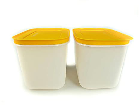 TUPPERWARE Gefrier-Behälter (2) 1,1 L orange-weiß hoch Eis-Kristall Eiskristall
