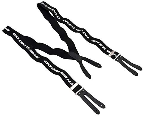 SHERWOOD - Pro Hosenträger mit Lederlaschen I Hosenträger für Eishockeyhosen I Skihosen I ideal zum Skifahren & Schlittschuhfahren I Hosenträger für Schneehosen - Leder