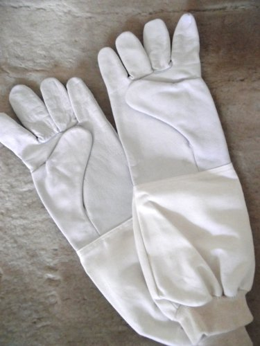 Förster-Fellnest Top Imkerhandschuhe, Schaf- und Lamm-Nappahandschuhe für Imker - gutes Tastgefühl - Größen 6-11 - extra lange Stulpe (9) Hellgrau