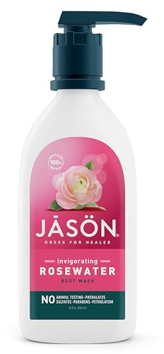 JASON Rosewater Invigorating Body Wash Women/Men, For a Gentle & Clean Feel, 30 Fluid Ounces