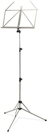 K&M 100/5 Notenpult Nickelfarbig – Ausziehbarer Notenständer 50-130 cm - klappbare Notenablage, faltbares Metall-Stativ