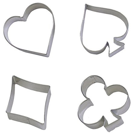 Cookie Cutter,4 Pieces Poker Stainless Steel Cookie Cutters Playing Card Cake Biscuit Decorating Bakeware Tool Diamonds Spade Club Heart Shape