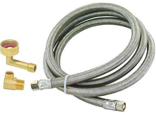 Eastman 12 Ft. Dishwasher Installation Kit, Braided Stainless Steel Supply Line with 3/8 Inch Compression Ends, 41058