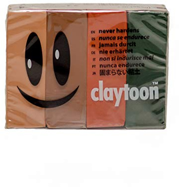 Van Aken International – Claytoon – Non-Hardening Modeling Clay – VA18165 – Earth – Beige, Brown, Terra Cotta, Dark Green – 1 Pound Set (4-1/4 Pound Bars) – claymation, Gluten-Free, Non-Toxic