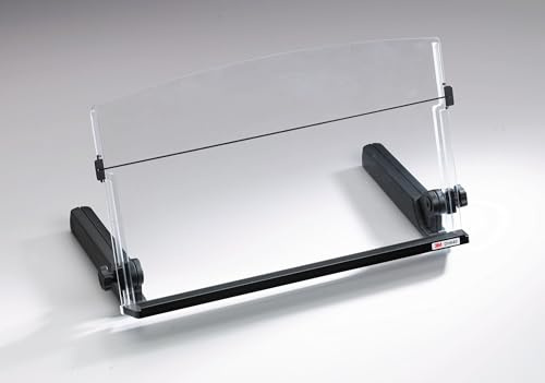 3M Adjustable Document Copy Holder, In-line with Monitor Minimizing Head and Neck Movement, 300 Sheet Capacity Holds Sheets to Books, Elastic Line Guide Keeps Pages Open, 18 Wide, Black (DH640)