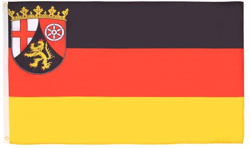 AZ FLAG Bandiera Renania-Palatinato 150x90 cm Poliestere 100D 2 Occhielli | Uso interno ed esterno bandiera decorativa di Renania-Palatinato Rheinland-Pfalz doppie cuciture e bordi rinforzati