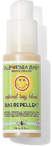 California Baby Natural Bug Spray Travel Size | DEET Free Mosquito Repellent | Baby + Kids Bug Spray | Citronella Spray | Great Smell | 59 mL / 2 oz