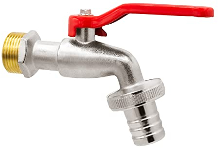 VARIOSAN Kugelauslaufhahn 10674, 3/4, messing, vernickelt, mit Schlauchverschraubung