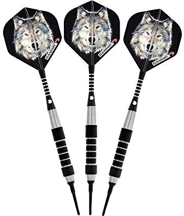 Elkadart unisex adult Lone Wolf Soft Tip Darts with Storage Travel Case 16 Grams, Black, 16g US