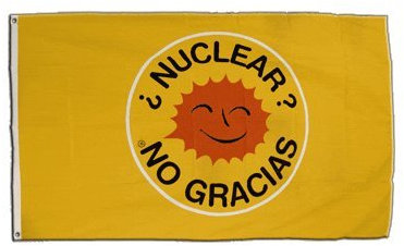 Flaggenfritze Fahne/Flagge Atomkraft Nein Danke spanisch - Nuclear No Gracias + gratis Sticker