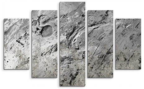 5 teiliges Wandbild auf Leinwand (Gesamt: H: 100cm B: 160cm) Keilrahmenbild Canvas Fotodruck Leinwandbild Leinwanddruck Kunstdruck Wandbild schwarz weiß Texture