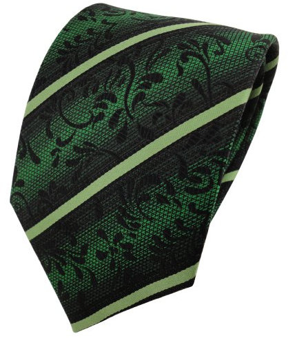 TigerTie Designer Seidenkrawatte in grün schwarz dunkelgrün gestreift