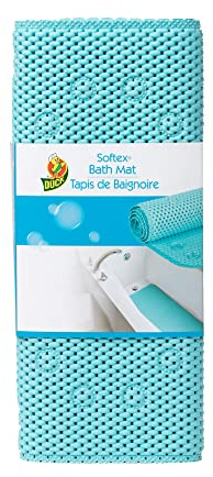 Duck Brand Softex Bath Mat for Tubs, Machine Washable, 17 x 36 Inches, Blue, Skid Resistant (393478)