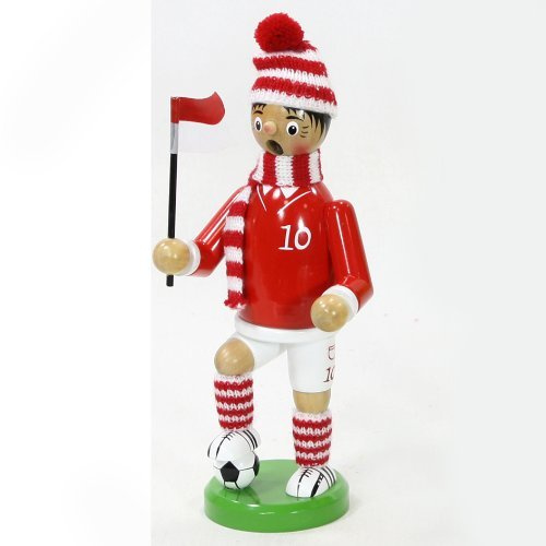Hochwertiger Räuchermann Modell  FUSSBALLER rot - weiss  Größe ca. 20cm