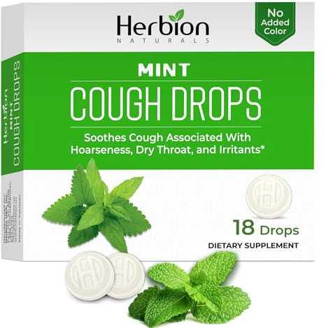 Herbion Naturals Hustentropfen mit natürlichem Minzgeschmack, 18 Tropfen, lindert Husten, beruhigt den wunden Mund, für Erwachsene und Kinder ab 2 Jahren.