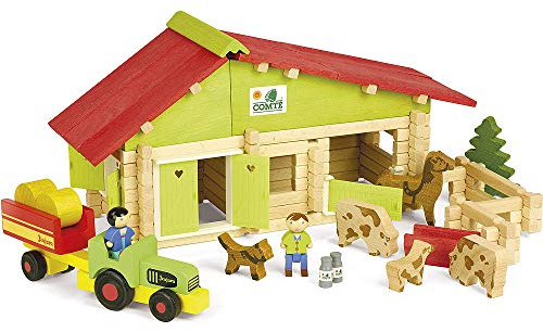 JEUJURA - 8053- Bauspiele mit Traktor und Tieren, 5 Jahre, 140 Teile, Einheitsgröße