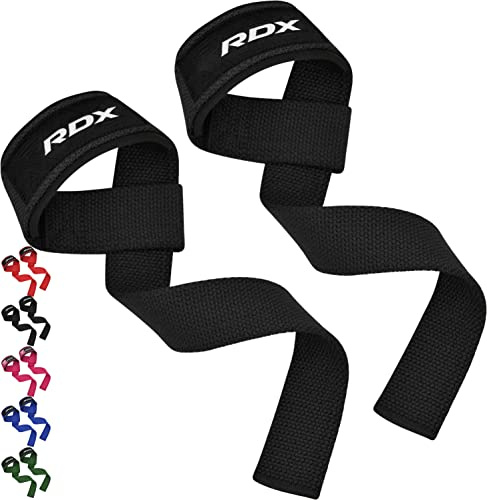 RDX Correas Levantamiento de Pesas, 5MM Neopreno Soporte de Muñeca Acolchado, Powerlifting Straps Muñequeras Agarres para Fitness Peso Culturismo Gimnasio Deportivas Gym Agarraderas, Mujeres Hombres