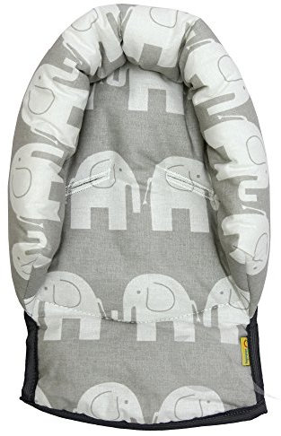 UNIVERSAL Infant Baby Toddler car seat, stroller head support pillow (Soft Cotton) (Elephant/grey)