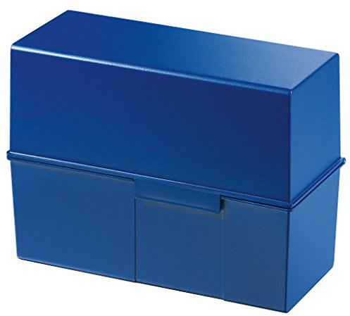 HAN Karteibox DIN A5 quer – innovatives, attraktives Design für 500 Karteikarten mit Stahlscharnier und Schnappverschluss, blau, 975-14, 1 STÜCK