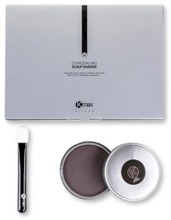 Kmax Scalp Shader - Fondotinta per capelli coprente effetto volumizzante con applicatore, Polvere per capelli waterproof a lunga tenuta, mascara per capelli confezione da 35 gr - Castano medio