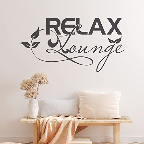 GRAZDesign Wandtattoo Bad Relax Lounge Wellness Wandaufkleber Badezimmer Wand Aufkleber - 58x30cm / 070 schwarz
