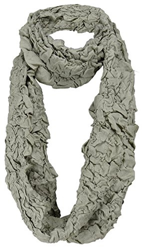Damen Loop Schal in oliv im Knitterlook - Größe 180 x 40 cm - Rundschal