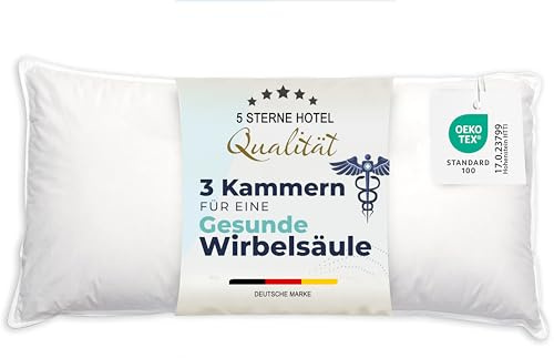 ZOLLNER Premium Federkissen mit Daunenanteil - Made in Germany – für Allergiker geeignet – Bezug aus hochwertiger Mako Baumwolle - waschbar bis 60°C – 40x80 cm - Hotelqualität