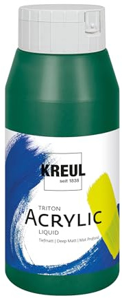 KREUL 17013 - Triton Acrylic Liquid Phthalogrün 750 ml, Hochwertige Künstler-Acrylfarbe in Studienqualität mit leicht fließendem Charakter, tiefmatt auftrocknend