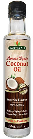 Natures Aid Liquid Coconut Oil 250ml – 100% Pure, Non-GMO, Vegan, Keto Friendly – Supports Skin & Hair – Gluten Free Cooking Oil for Frying, Baking, Smoothies & Dressings