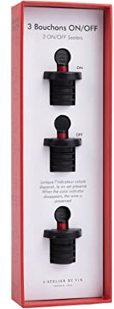 L’ATELIER DU VIN – Bouchon Gard’Vin On/Off – Préserve Toutes les Saveurs de Vos Bouteilles Entamées – 3 Bouchons