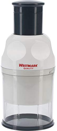 Westmark Zwiebel-/Knoblauchschneider/Universalhacker, wird dank Deckel zur Vorratsdose, Rostfreier Edelstahl/Kunststoff, Kompakt, Weiß/Anthrazit, 11452260