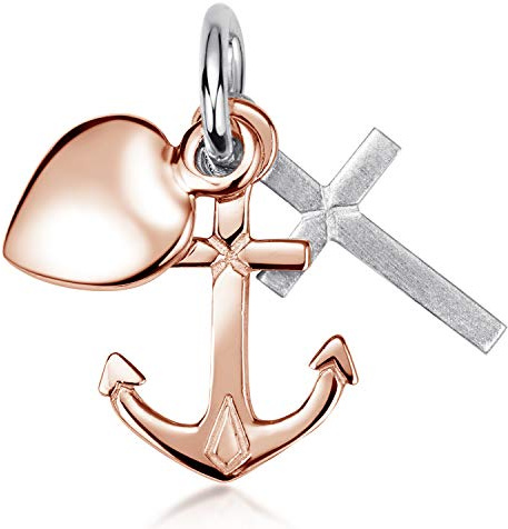 Damen Kettenanhänger Glaube Liebe Hoffnung Silber 925 ohne Kette | Kleiner Anhänger für Halskette aus 925 Sterling Silber rhodiniert und vergoldet von MATERIA by Matthias Wagner