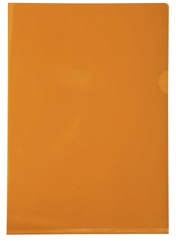 Exacompta 661245E 100er Pack PVC-Kunststoff Aktenhüllen. Für DIN A4 transparent glasklar orange oben und seitlich offen Plastikhülle Klarsichthülle für Büro und die mobile Organisation