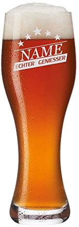 Bierglas mit Gravur - Leonardo Weizenbierglas 0,5 Liter - personalisierte Weizenglas Geburtstag Bier Geschenk-Idee - Geburtstagsgeschenk für Männer - Motiv Geniesser Sterne