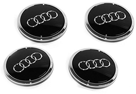 Nabenkappen-Set Audi A3 / TT Original Zubehör Tuning Zierkappe schwarz/Chrom/Glanz