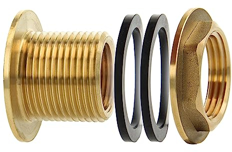 tecuro Regentonnendurchführung IG 1/2 Zoll x AG 3/4 Zoll, 24 mm Länge, robuste und langlebige Adapterlösung für die einfache Wasserspeicherung