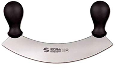 Sanelli Ambrogio Supra Mezzaluna Cuoco, per Triturare o Sminuzzare Cipolla e Prezzemolo, Acciaio Inossidabile, Grigio, Cm 25