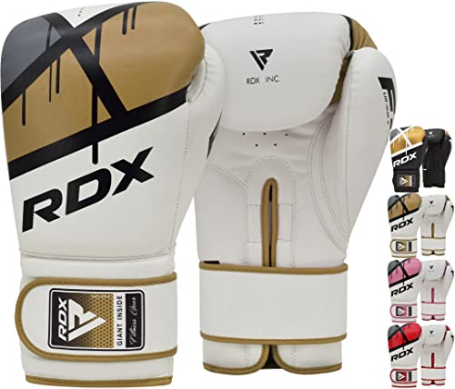 RDX Boxhandschuhe Muay Thai Kickboxen Sparring, Maya Hide Leder EGO Boxing Gloves, Sandsack Boxsack Punchinghandschuhe Adult, Kickboxhandschuhe Kampfsport MMA Training 8 10 12 14 16oz, Männer Damen