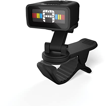 D'Addario gitarrstämmare – Micro Headstock Tuner – tuner för akustisk gitarr, elgitarr, basgitarr, mandolin, banjo, Ukelele, cello, dubbelbas och mer – universell klämma på – 1 pack