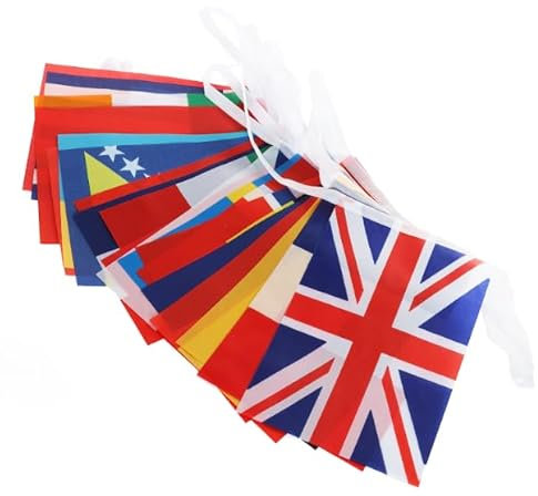 Country Flag Bunting - 10m 33ft - 24 Flag - Polyester all Weather European Bunting for Sporting Events, Festivals and Celebrations Indoor Outdoor Decoration