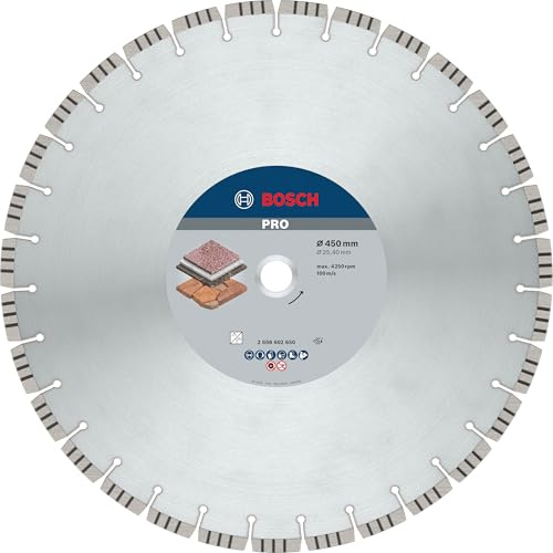 Bosch 1x PRO Stone Diamond Disc f. Table/Petrol Saws 25.4mm | for Soft stone, Hard stone, Ø 450 mm, Professional Accessory Table Circular Saw, Petrol Saw