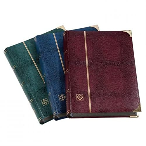 Leuchtturm 341943 Álbum para Sellos Comfort Deluxe - 64 páginas DIN A4 Negro - Acolchado, Aspecto cocodrilo - Rojo