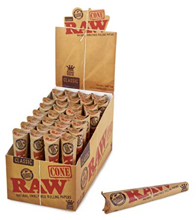 RAW Unisex – Erwachsene Classic Pre-Rolled King Size-32 Packs a 3 Cones = 96 Cones-109 mm Raucherbedarf, gelb, M