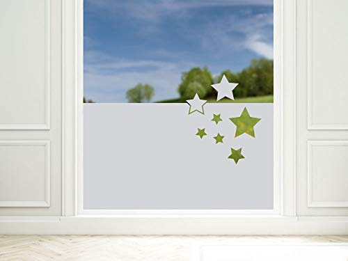 GRAZDesign Sichtschutzfolie Sterne - Muster, lichtdurchlässige Fensterfolie fürs Schlafzimmer, Matte Glasdekorfolie / 110x57cm